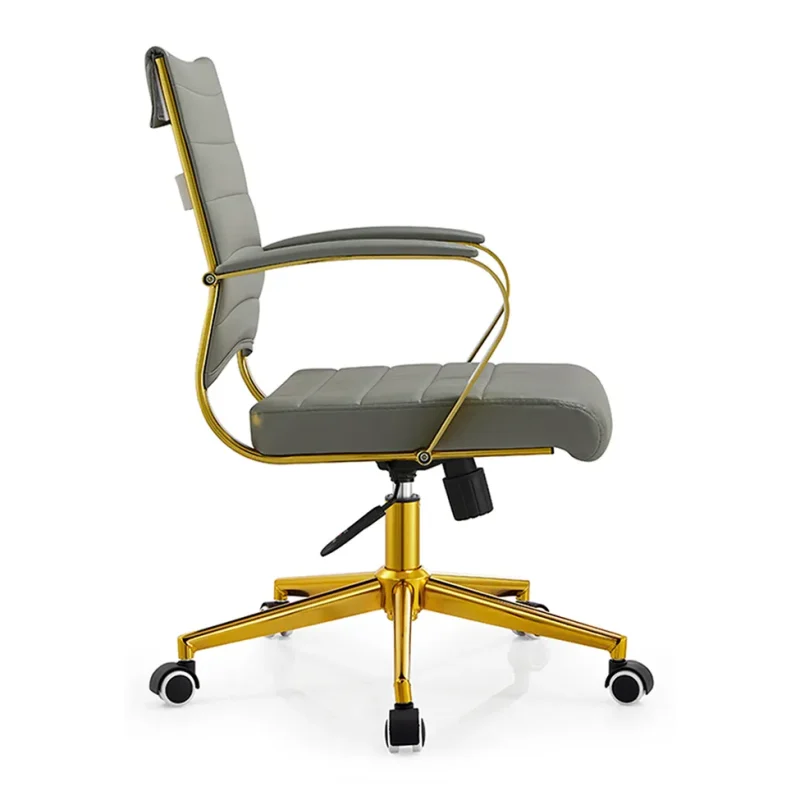 Senlan Office Chair A802 Light Luxury White Leather Office Chair Gold Metal Frame Executive Swivel Desk Chair for Home Office Boss Manager Woman