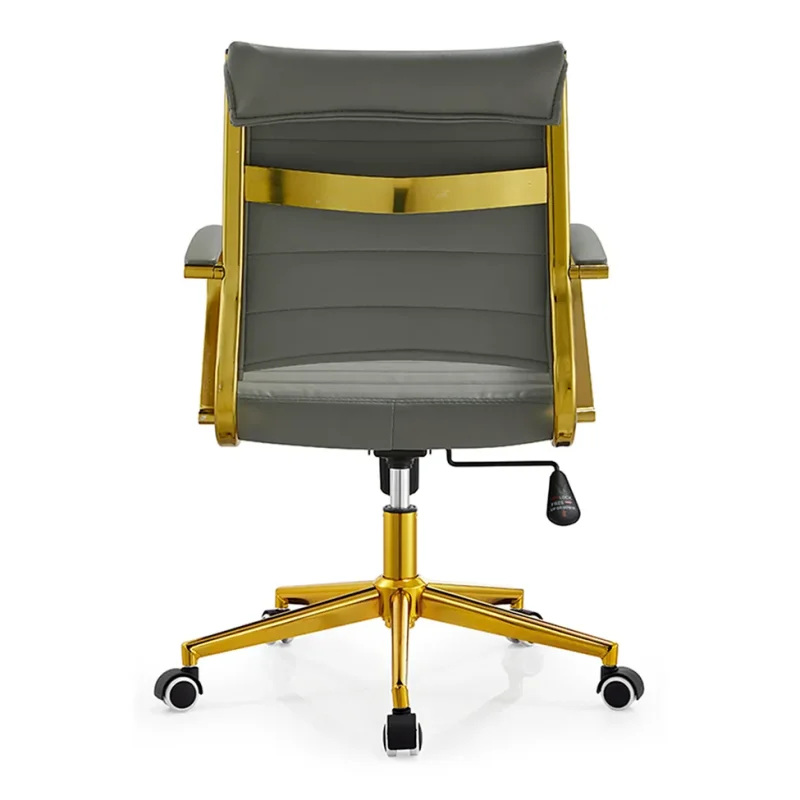 Senlan Office Chair A802 Light Luxury White Leather Office Chair Gold Metal Frame Executive Swivel Desk Chair for Home Office Boss Manager Woman