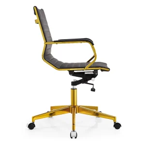 Senlan Office Chair PV003-7 Black PU Leather Executive Chair Furniture Golden Chromed Metal Frame Swivel Office Chair