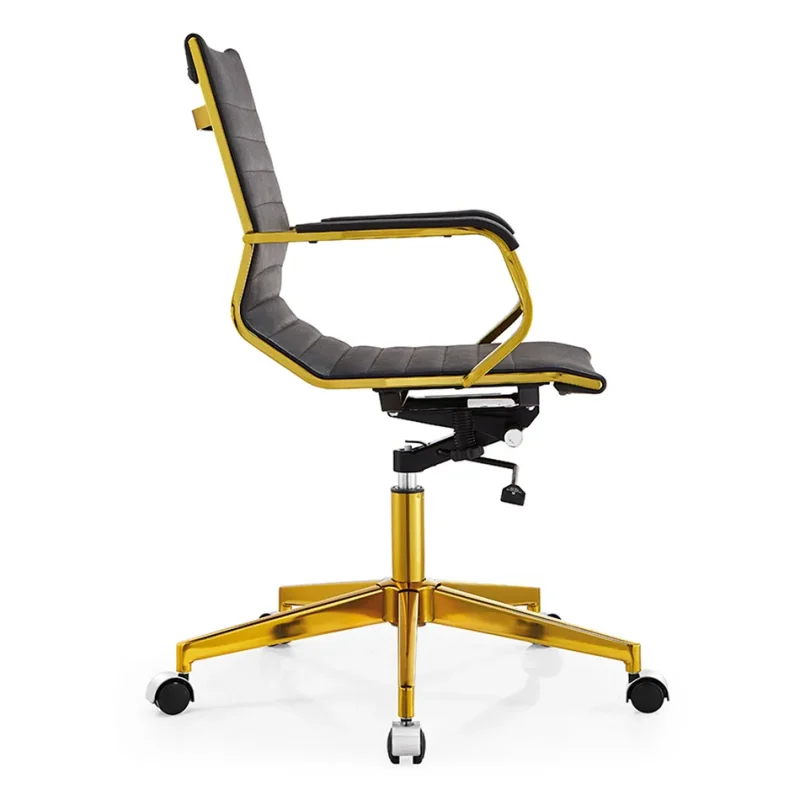 Senlan Office Chair PV003-7 Black PU Leather Executive Chair Furniture Golden Chromed Metal Frame Swivel Office Chair
