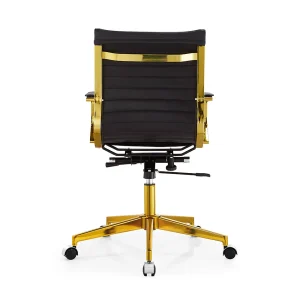 Senlan Office Chair PV003-7 Black PU Leather Executive Chair Furniture Golden Chromed Metal Frame Swivel Office Chair