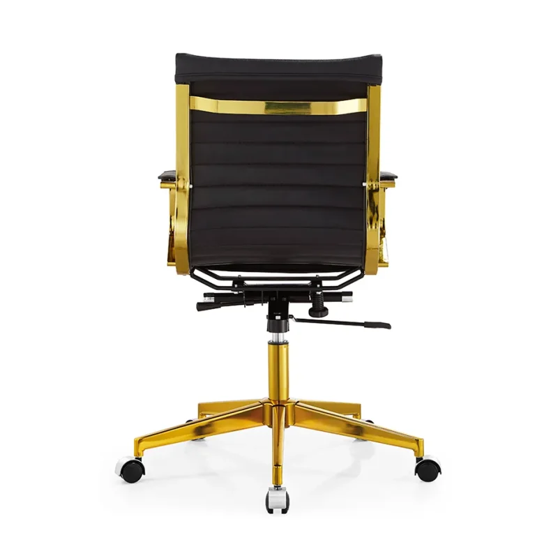 Senlan Office Chair PV003-7 Black PU Leather Executive Chair Furniture Golden Chromed Metal Frame Swivel Office Chair