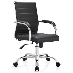 Senlan Office Chair W641PU Wholesale Mid-back Ergonomic Comfortable Swivel Pu Black Leather Office Chair