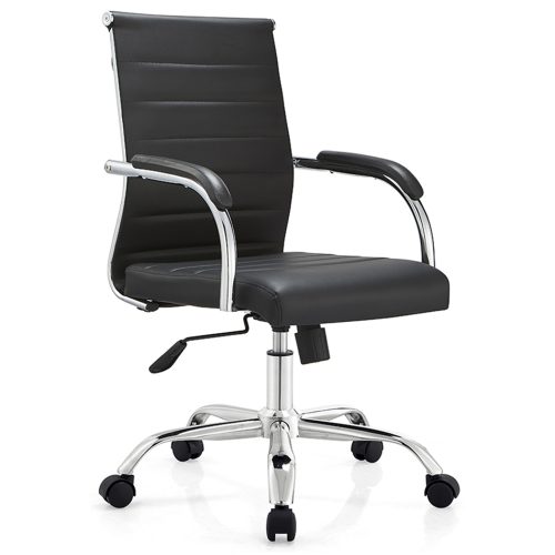 Senlan Office Chair W641PU Wholesale Mid-back Ergonomic Comfortable Swivel Pu Black Leather Office Chair