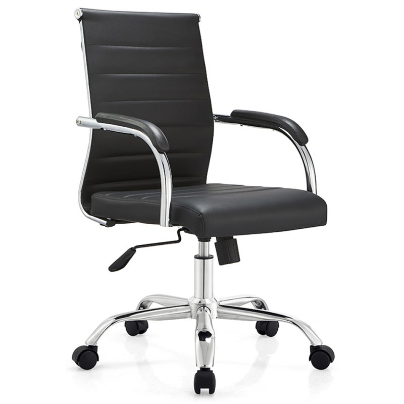Senlan Office Chair W641PU Wholesale Mid-back Ergonomic Comfortable Swivel Pu Black Leather Office Chair