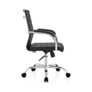 Senlan Office Chair W641PU Wholesale Mid-back Ergonomic Comfortable Swivel Pu Black Leather Office Chair