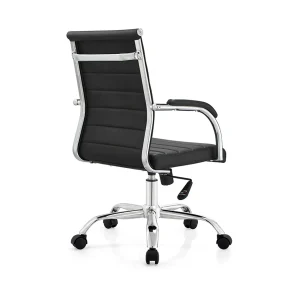 Senlan Office Chair W641PU Wholesale Mid-back Ergonomic Comfortable Swivel Pu Black Leather Office Chair