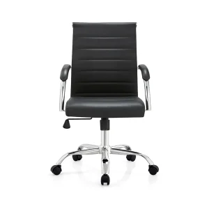 Senlan Office Chair W641PU Wholesale Mid-back Ergonomic Comfortable Swivel Pu Black Leather Office Chair
