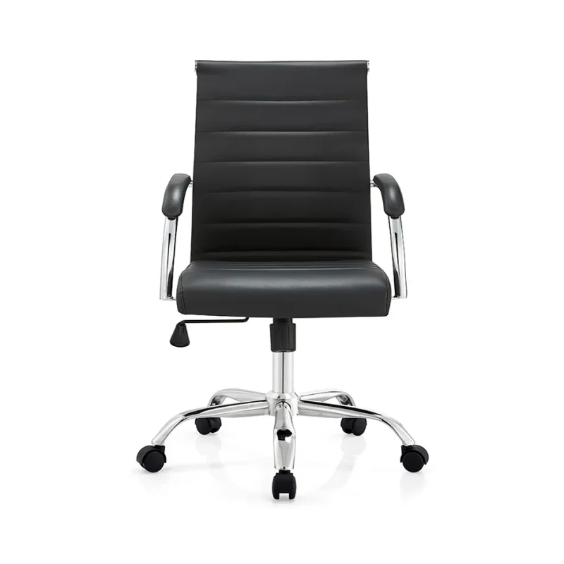 Senlan Office Chair W641PU Wholesale Mid-back Ergonomic Comfortable Swivel Pu Black Leather Office Chair