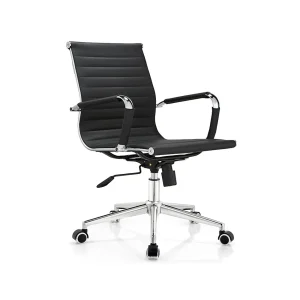 Senlan Office Chair D823 Black Leather Executive Office Chair for Conference Room Durable Iron Steel Material Plastic Executive Chair