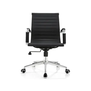 Senlan Office Chair D823 Black Leather Executive Office Chair for Conference Room Durable Iron Steel Material Plastic Executive Chair