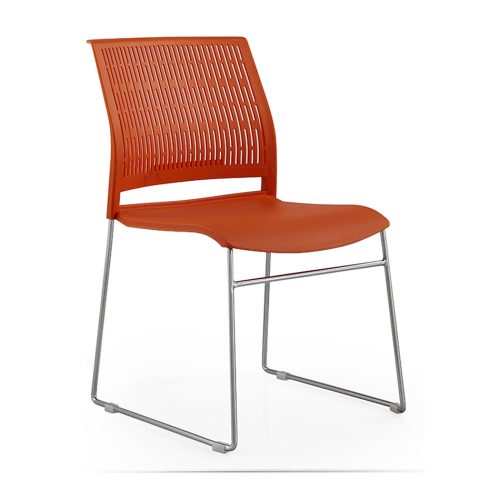 Senlan Office Chair 1114 High Quality Stackable Metal Legs Home Office Chairs PP Plastic Restaurant Dining Chair With Hole Back