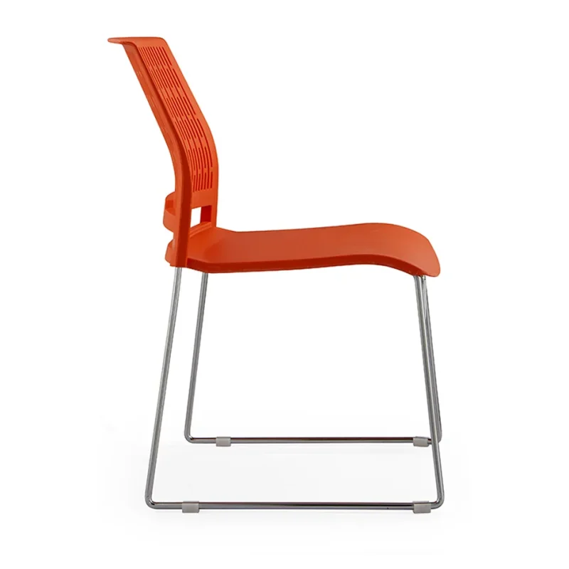 Senlan Office Chair 1114 High Quality Stackable Metal Legs Home Office Chairs PP Plastic Restaurant Dining Chair With Hole Back