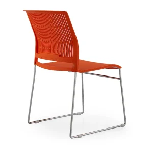 Senlan Office Chair 1114 High Quality Stackable Metal Legs Home Office Chairs PP Plastic Restaurant Dining Chair With Hole Back