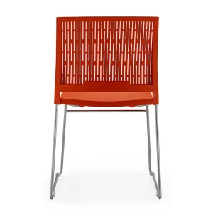 Senlan Office Chair 1114 High Quality Stackable Metal Legs Home Office Chairs PP Plastic Restaurant Dining Chair With Hole Back