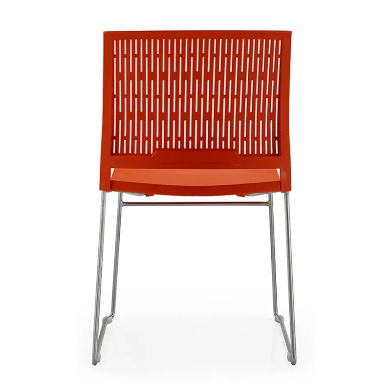 Senlan Office Chair 1114 High Quality Stackable Metal Legs Home Office Chairs PP Plastic Restaurant Dining Chair With Hole Back