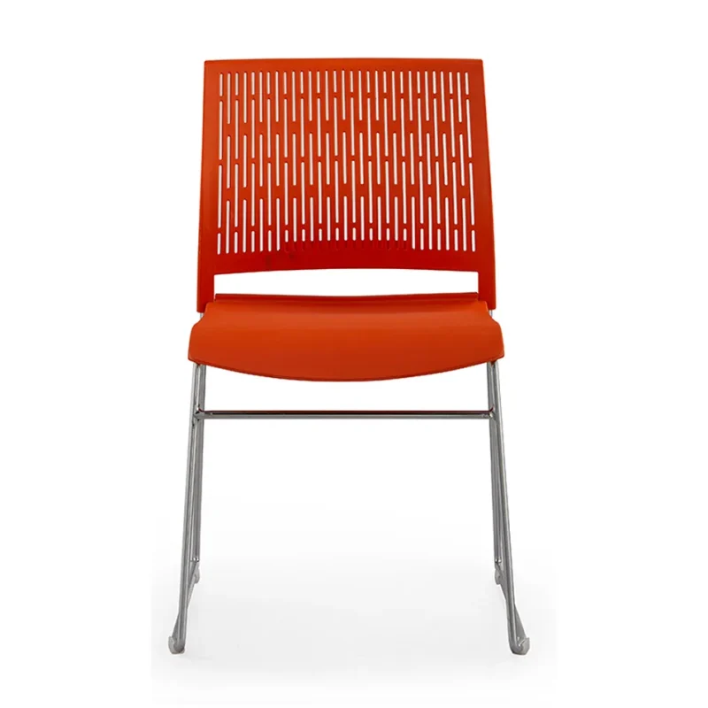 Senlan Office Chair 1114 High Quality Stackable Metal Legs Home Office Chairs PP Plastic Restaurant Dining Chair With Hole Back