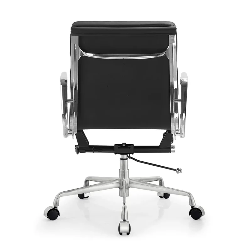 Senlan Office Chair PW302 Modern Executive Home Office Mid Back Padded Leather Office Chair with Adjustable Height Ribbed Polished Aluminum Frame