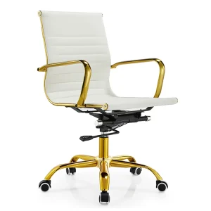 Senlan Office Chair A823-7 Hot Sale Office Executive Swivel Conference Desk Chair Mid Back White PU Leather Office Chair