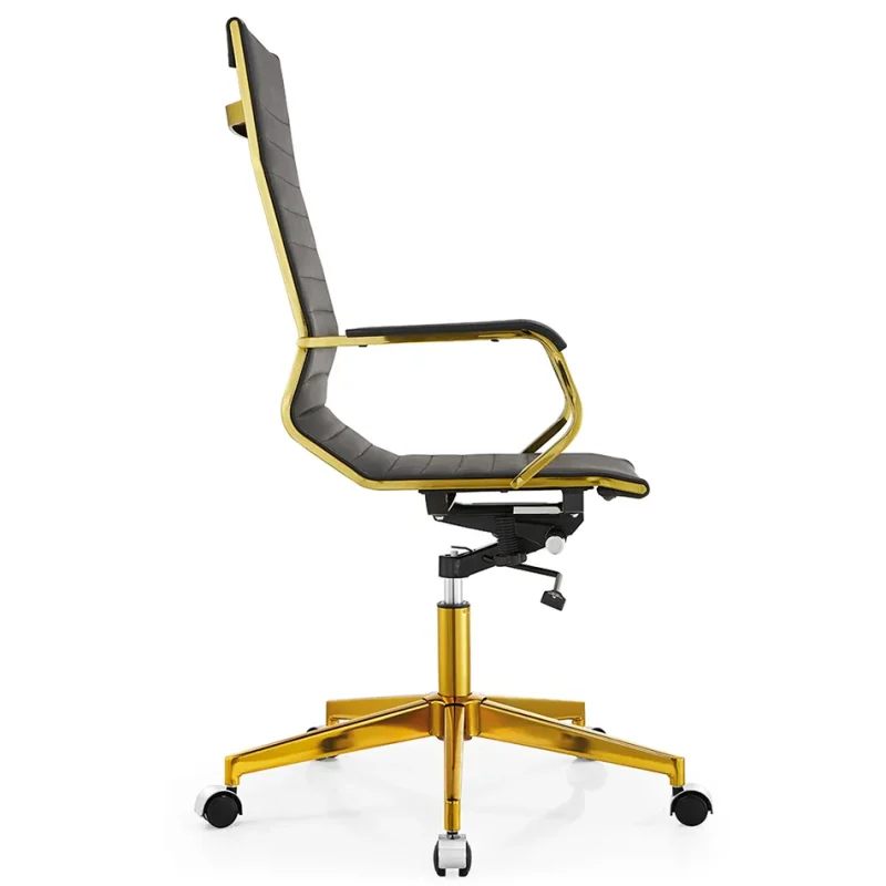 Senlan Office Chair PV004-7 Black PU Leather Executive Chair Furniture Golden Chromed Metal Frame Swivel Office Chair