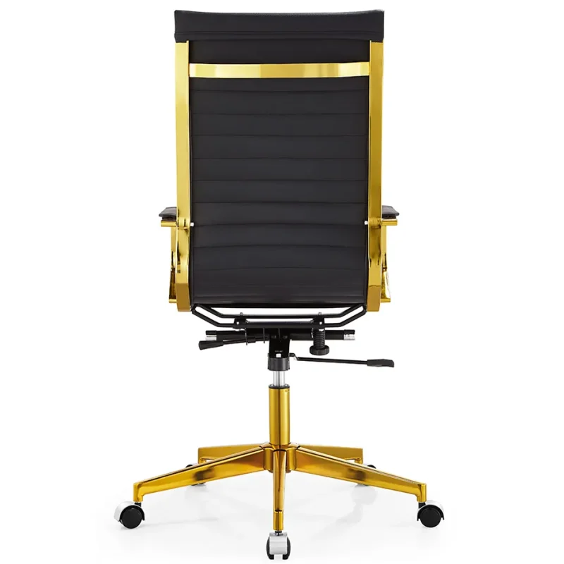Senlan Office Chair PV004-7 Black PU Leather Executive Chair Furniture Golden Chromed Metal Frame Swivel Office Chair