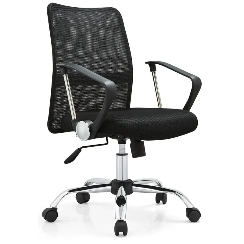 Senlan Office Chair SL707 Cheap Price Steel Base Upholstered Mesh Seat Solid Back Executive Chairs Modern Black PP Armrest Ergonomic Gliding Office Chair
