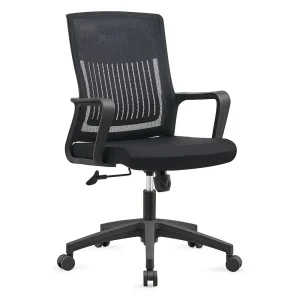 Senlan Office Chair SL524 Mid Back Black Mesh Backrest Swivel Office Computer Chair with Armrest